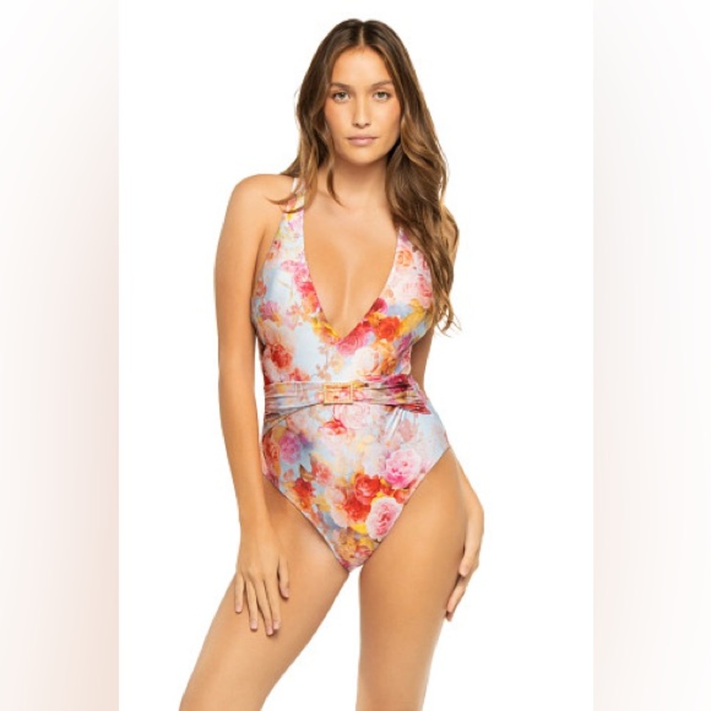 L'AGENCE Lisa Plunge One Piece Swimsuit, Size Large, $245